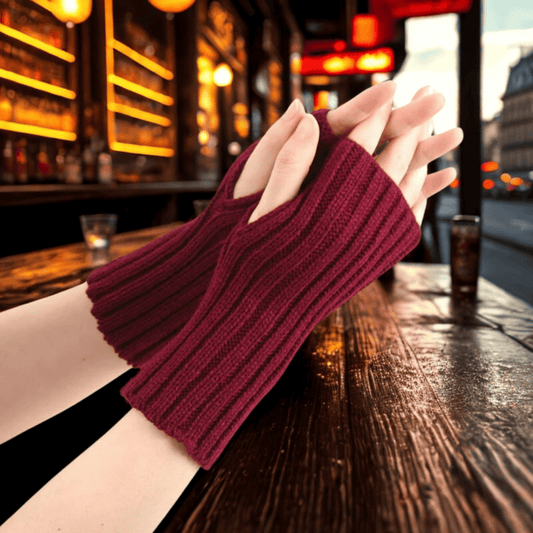 Mitaines femme | Lunéa Knit Bordeaux / 20 cm