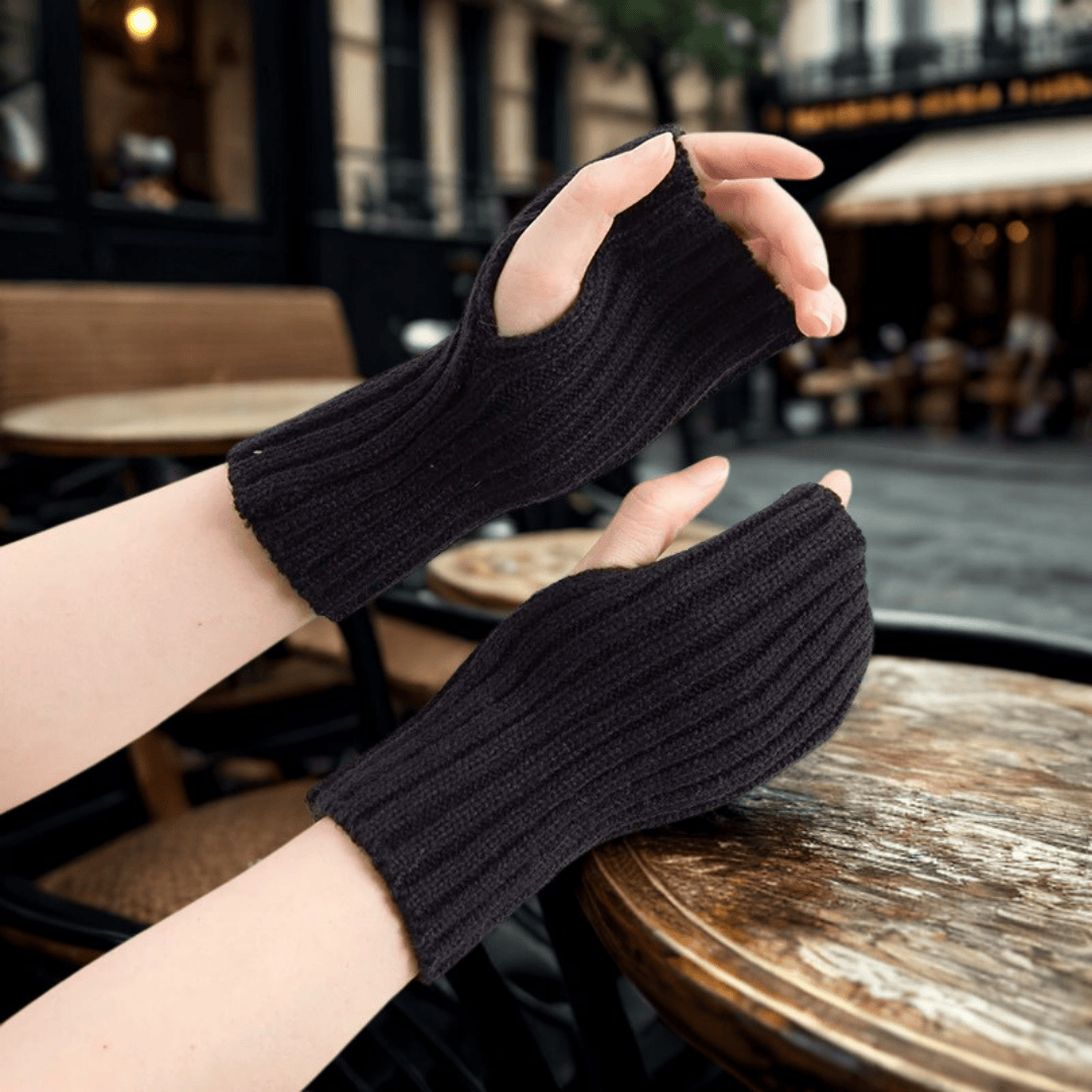 Mitaines femme | Lunéa Knit Noir / 20 cm